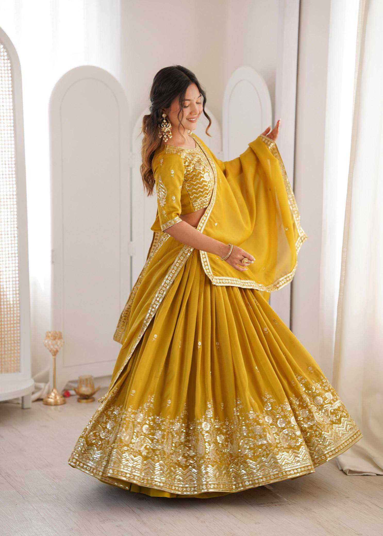 SP 70 Simmer Silk Yellow Latest lehenga choli trends in Pune